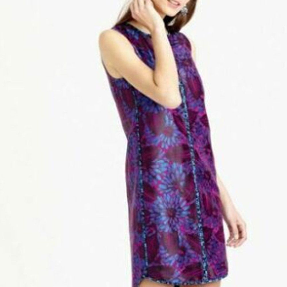 NWT J. Crew Midnight Floral Purple Floral Dress 8